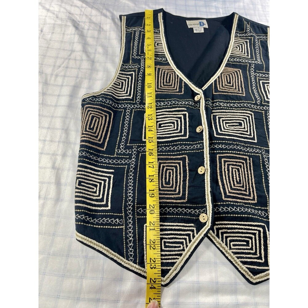 Paul Harris Design PHD Vintage Embroidered Cotton Vest Boho Tribal Spiral L - Picture 4 of 6